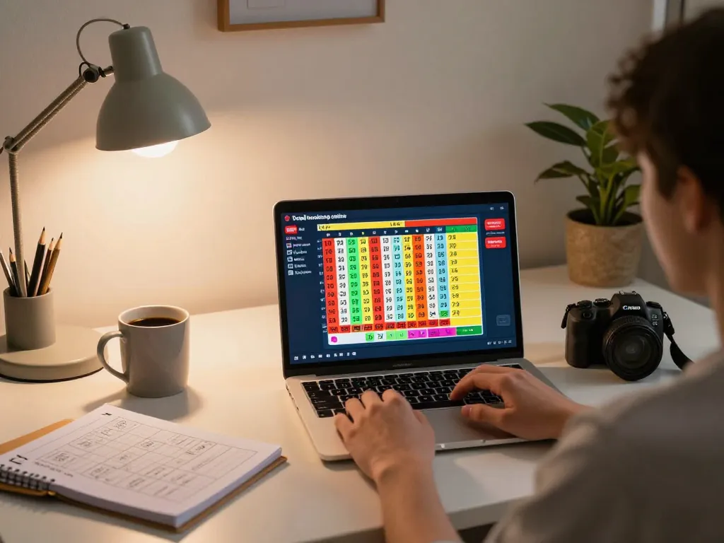Togel hongkong players engaging online with a laptop in a cozy home gaming setup, showcasing strategy planning.