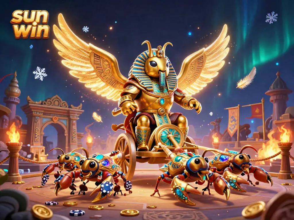Experience thrilling wins at sun win with 3D characters battling in an energetic casino setting.