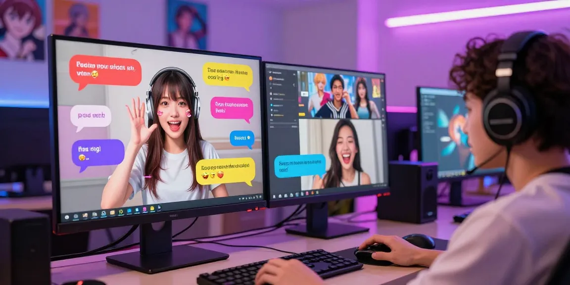 Interactive hentai AI chat scene with vibrant avatars and colorful messaging.