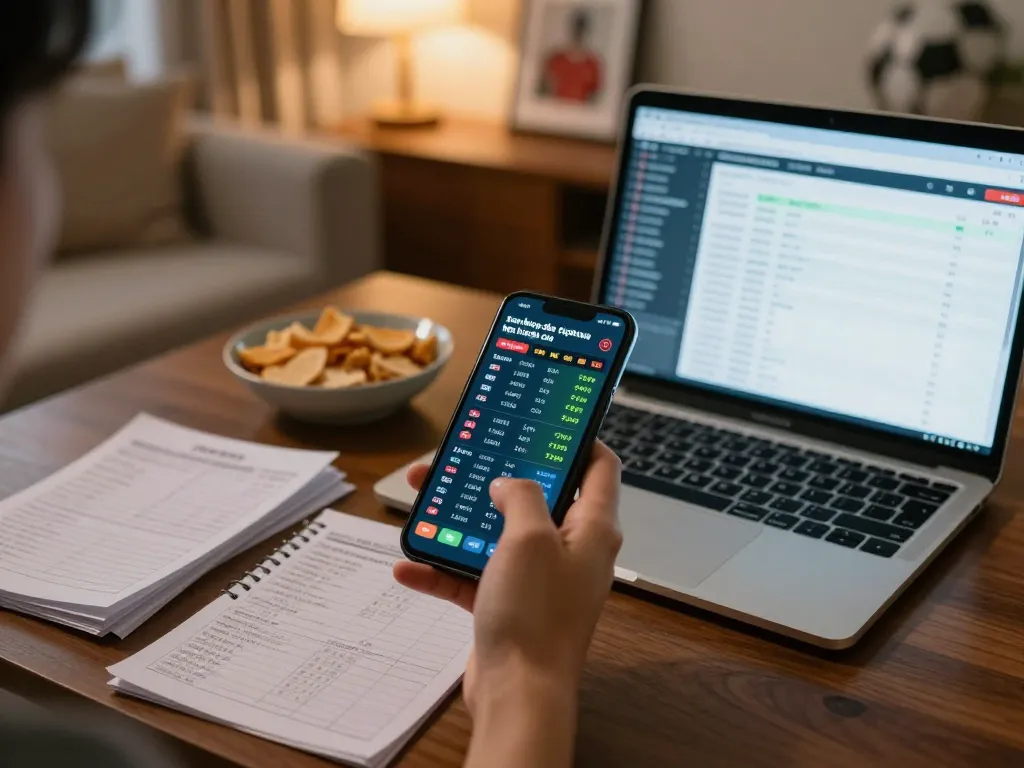 xem bóng đá trực tuyến kèo nhà cái, person placing sports bets using smartphone in cozy living room