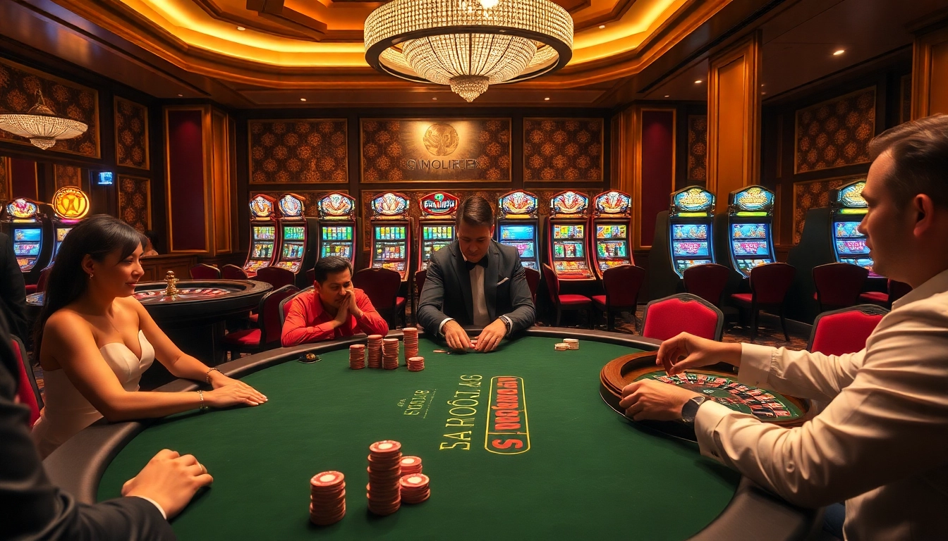 Experience the thrill of SODO Casino with vibrant poker and roulette scenes.