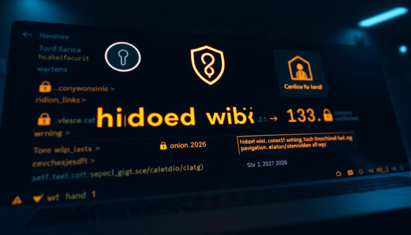 Explore the hidden wiki 2026 interface, showcasing secure .onion links with professional design.