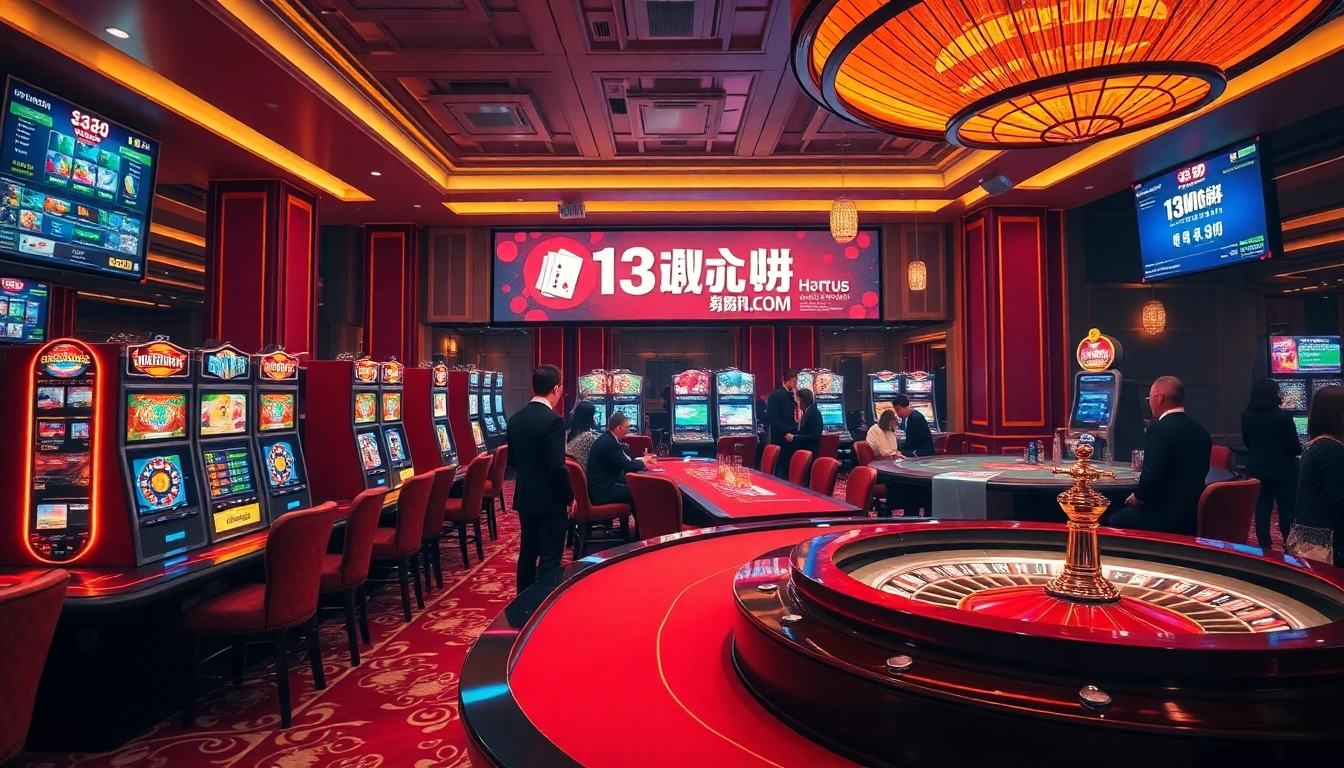 Engaging casino gameplay at https://13win1.cn.com/ with vibrant slot machines and poker tables.