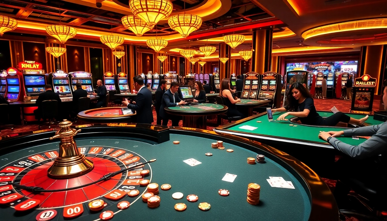 Gamblers enjoying excitement at 8DAY casino with vibrant tables and thrilling gameplay.