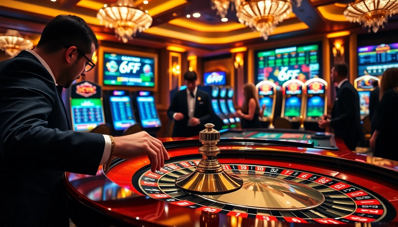 Experience high-stakes gambling action at the elegant 6FF casino table.