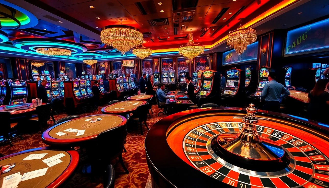 Gamblers enjoying an exciting game night at a luxurious casino inspired by https://rr88c.mobi/.