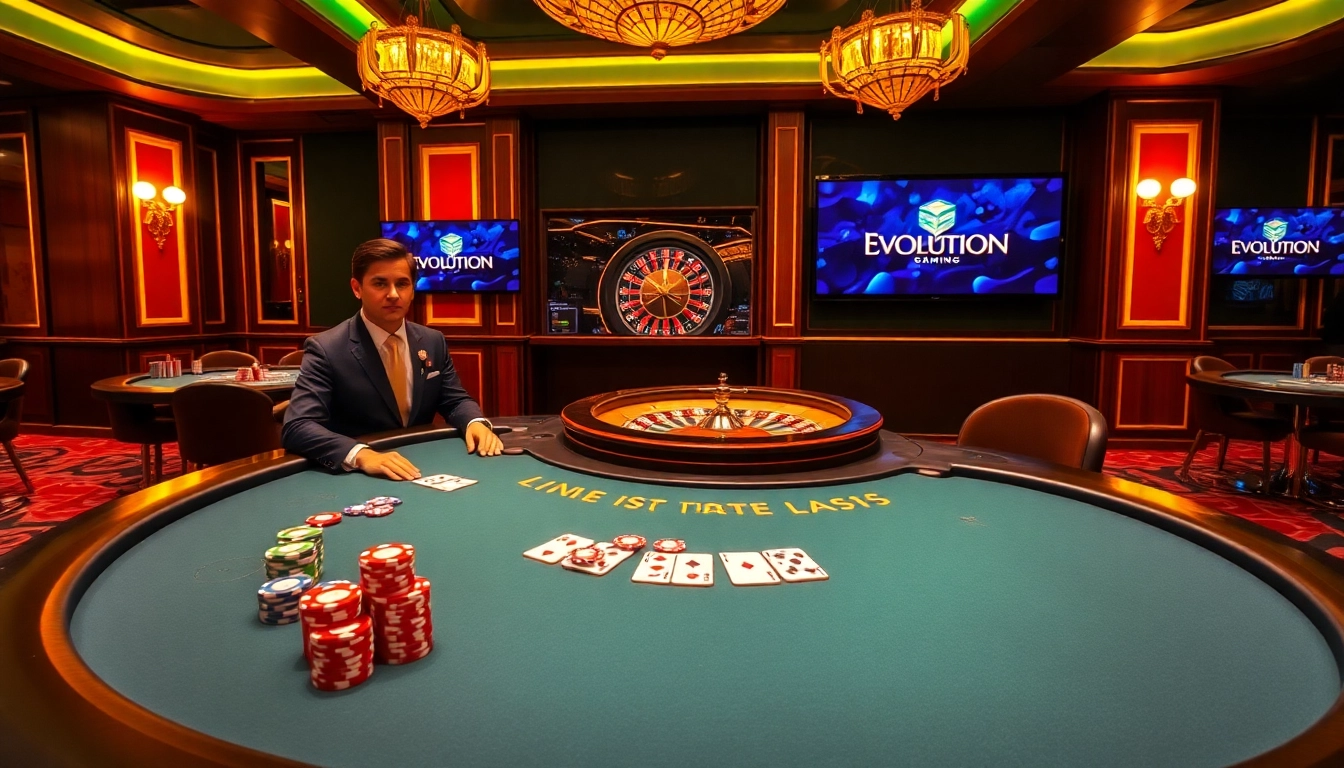 Experience the thrill of Evolution Gaming with a luxurious live casino blackjack scene.