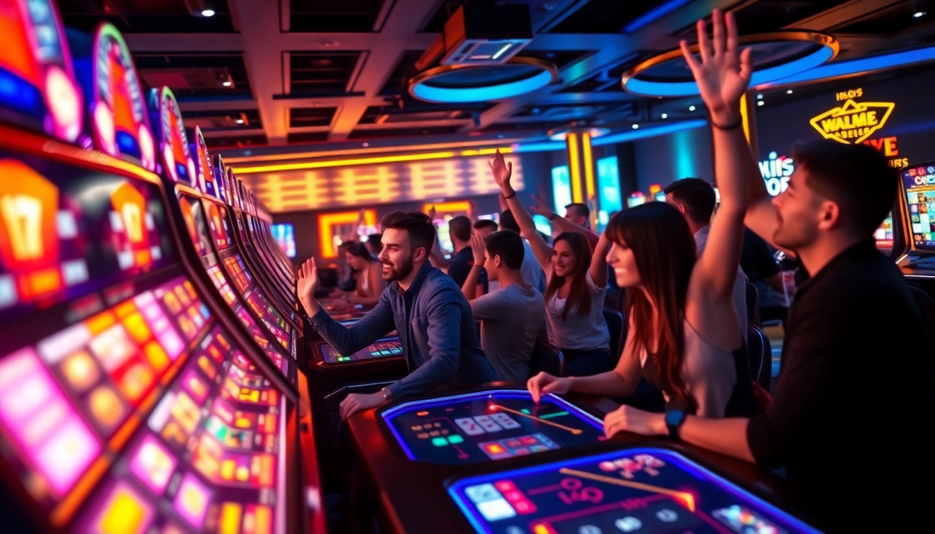 Experience the vibrant thrill of online gaming at ww88.de.com, showcasing players in an exciting casino environment.