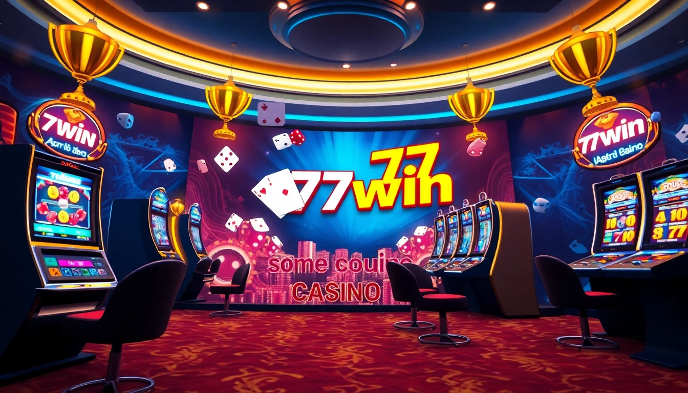 Engaging visual of interactive online gambling platform 77win showcasing casino elements.