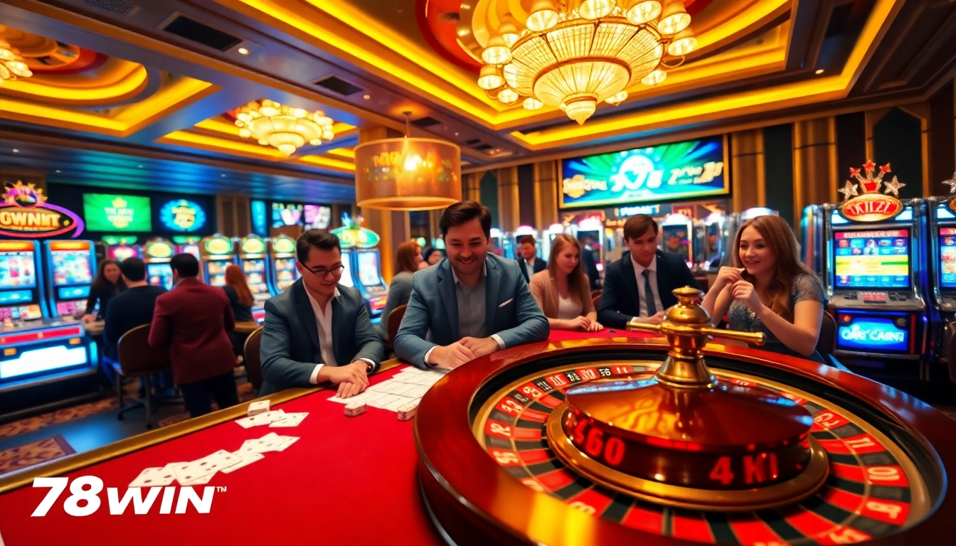 Experience winning moments at 78WIN with vibrant gaming tables and players in action.