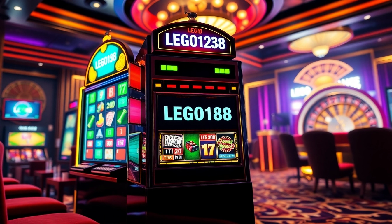 Players engaging with the LEGO138 online slot, highlighting winning moments and vibrant casino atmosphere.