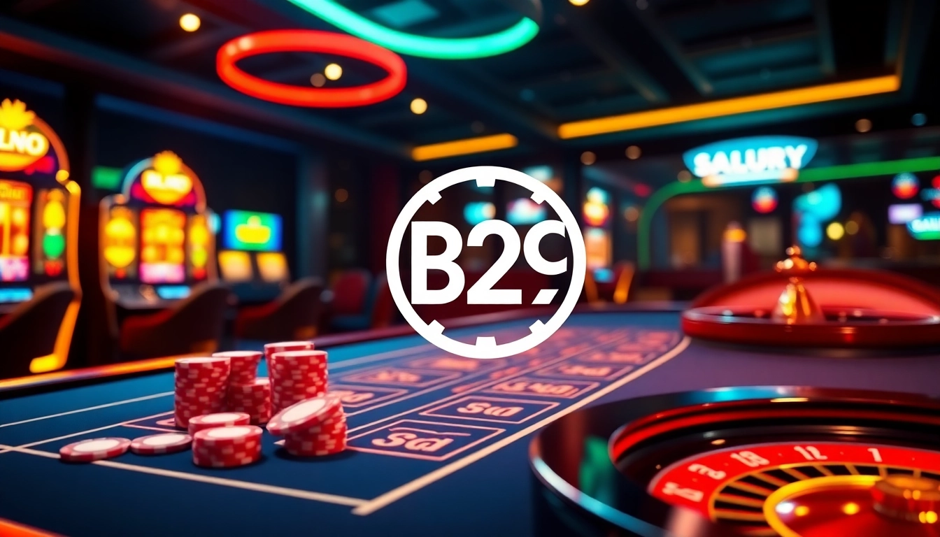 Experience thrilling gameplay with B29’s vibrant casino setting featuring poker chips and a roulette wheel.
