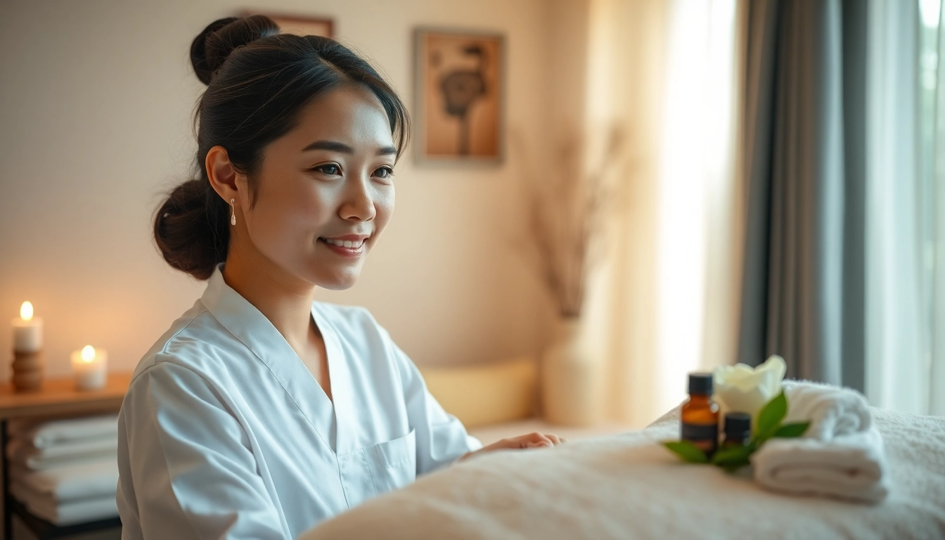 Experience 오산출장마사지 in a tranquil home spa, featuring a professional therapist and soothing ambiance.