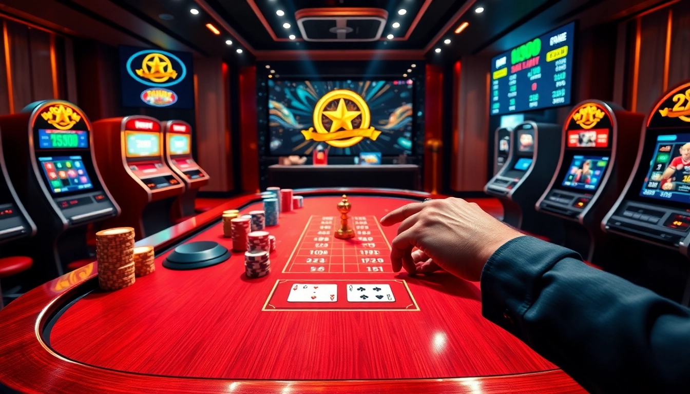 Engaging digital live casino interface showcasing Nhà cái uy tín with high-stakes poker and roulette action