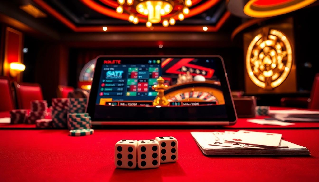 Experience the thrill of top games at https://rr88.bar/ with vibrant gaming visuals of roulette and poker setups.