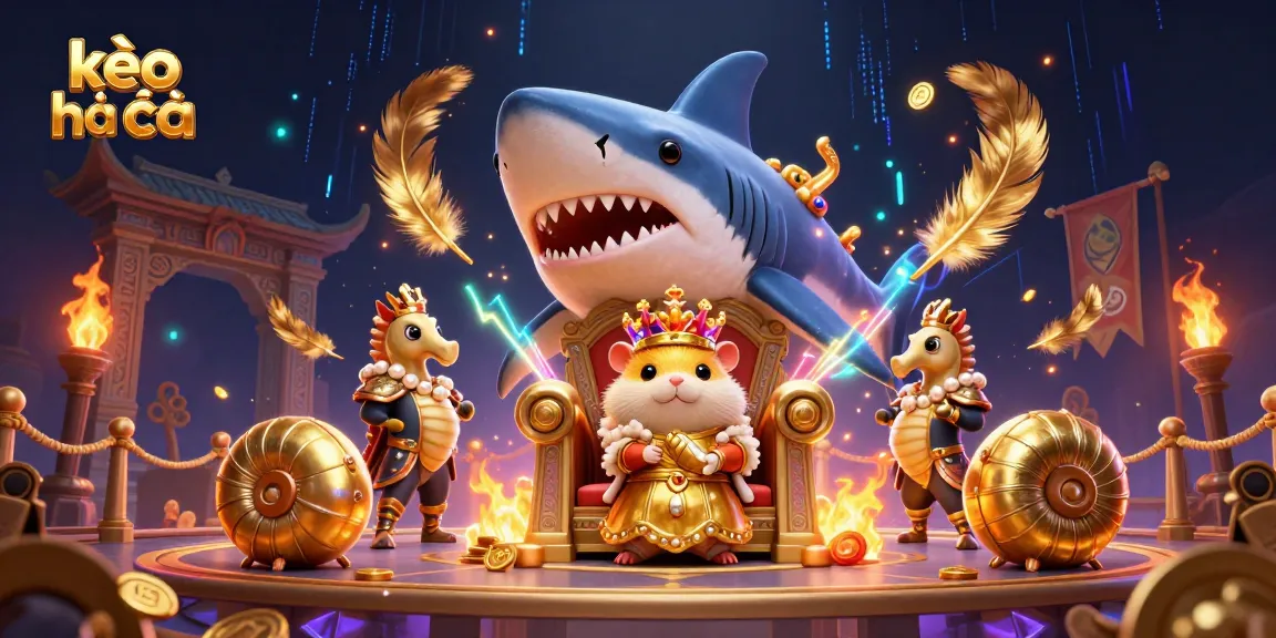 Engage with kèo nhà cái through a vibrant 3D rendering featuring a fierce hamster king and royal seahorse guards.