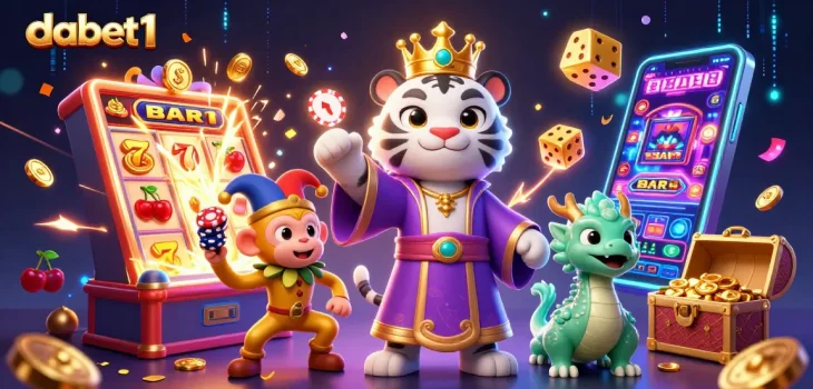 Experience thrilling jackpots with dabet1's lively 3D digital casino illustration.