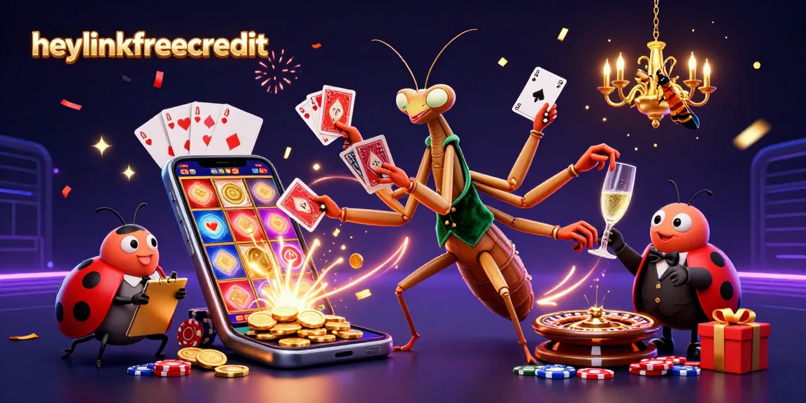 heylinkfreecredit showcases dynamic casino action with a colorful slot game and engaging characters