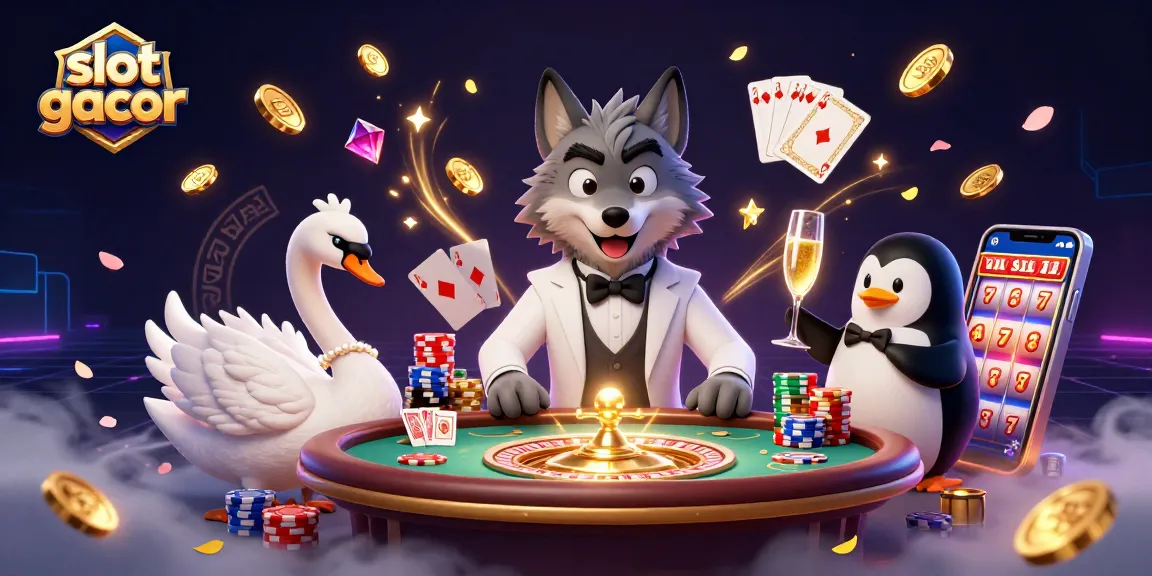 Menangkan jackpot pada slot gacor dengan pencahayaan dramatis dan elemen kasino yang memikat.