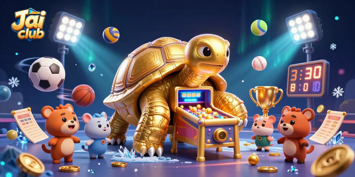 Play exciting games and claim rewards on Jai club with this vibrant gaming illustration.