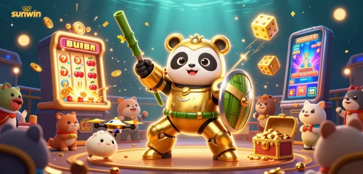 Experience sunwin's exciting casino atmosphere in this dynamic 3D scene full of action and prizes.