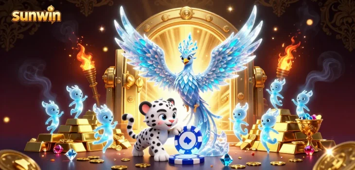 Engage in thrilling gameplay at Sunwin, experiencing vibrant casino adventures with a stunning animated scene.