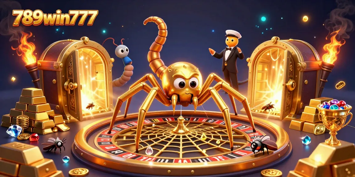 Experience the thrilling world of 789win777 with a golden web roulette scene illustrating excitement and stakes.
