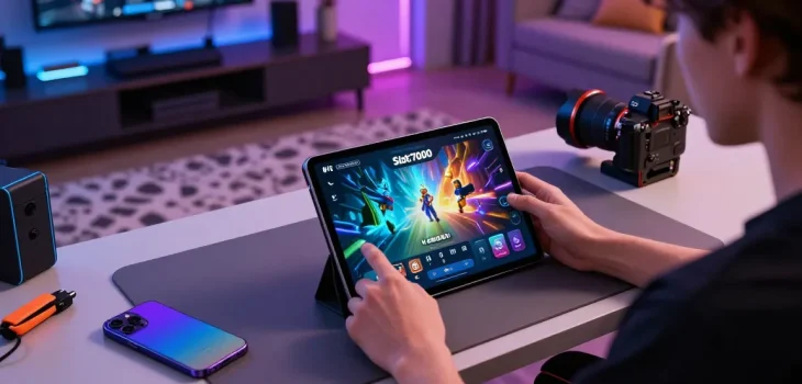 Engaging Slot7000 gaming platform experience with colorful graphics and accessories.