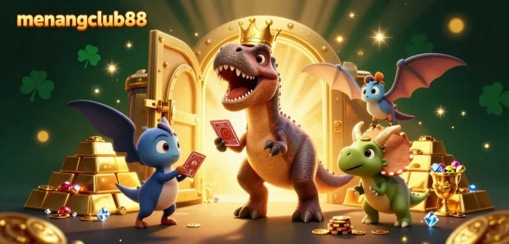 Experience winning strategies with menangclub88 in a lively 3D casino scene featuring unique characters and vibrant elements.