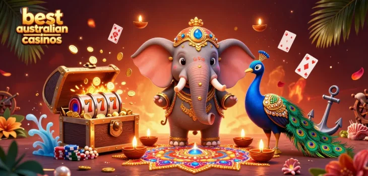 Discover the best australian online casinos with vibrant 3D characters and gaming elements.