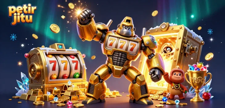 Menggoda keberuntungan di petir jitu dengan karakter gorila mecha slot dan harta karun bercahaya.